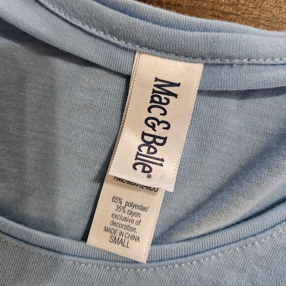 Blue Easter Bunny Print Women's Top Small Artsy Painted Spring T Shirt Casual - Picture 8 of 13